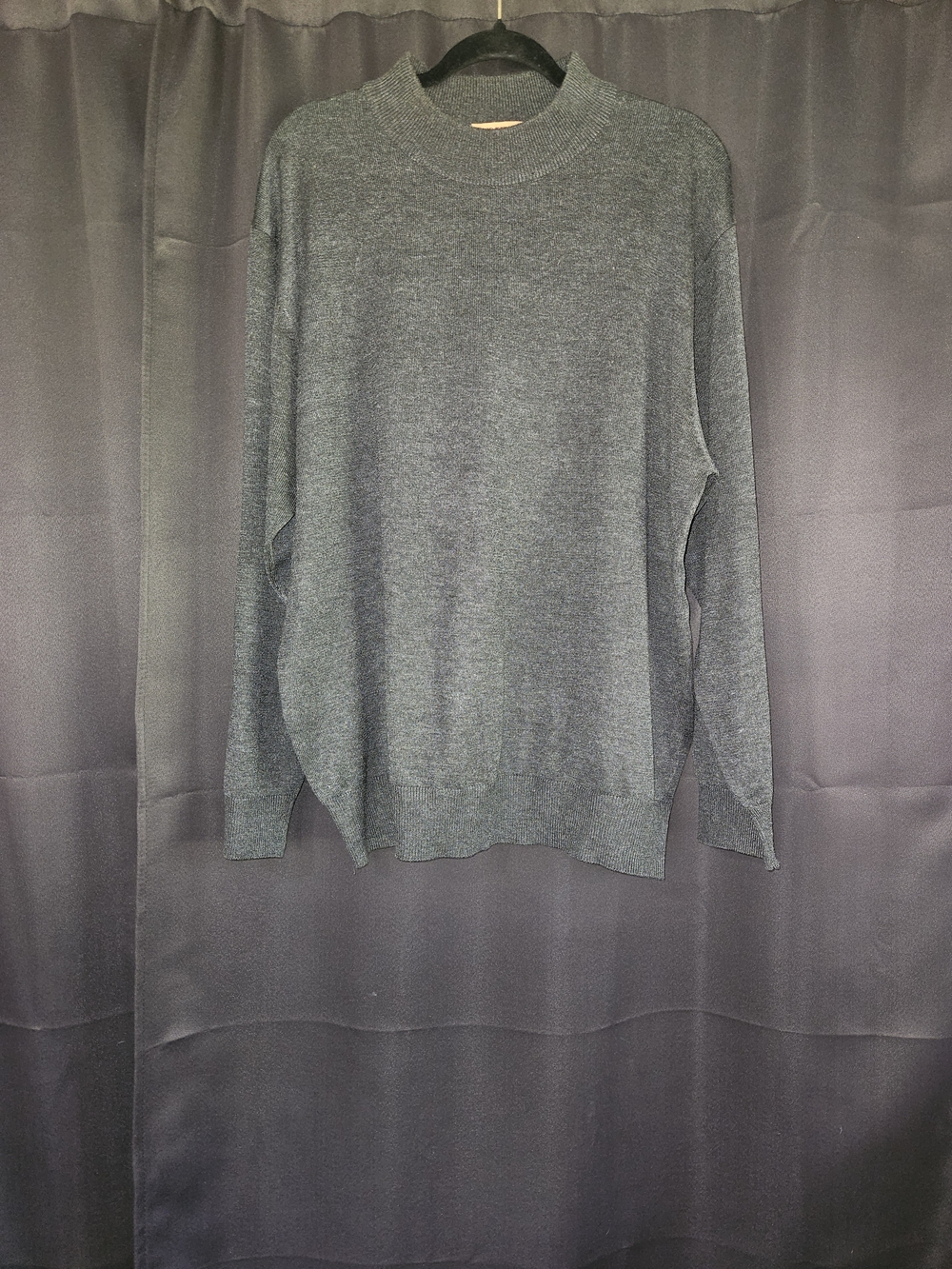 INSERCH Men’s 2XL Charcoal Gray Mock Neck Knit Pullover Sweater Vintage